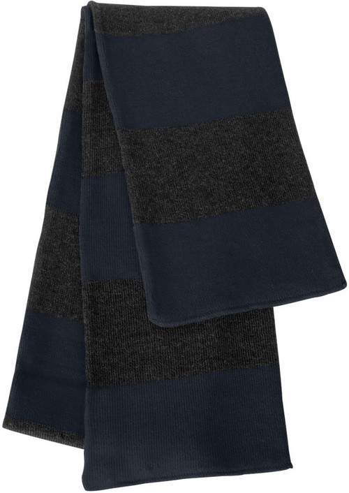 Sportsman - Rugby Striped Knit Scarf, Navy Charcoal