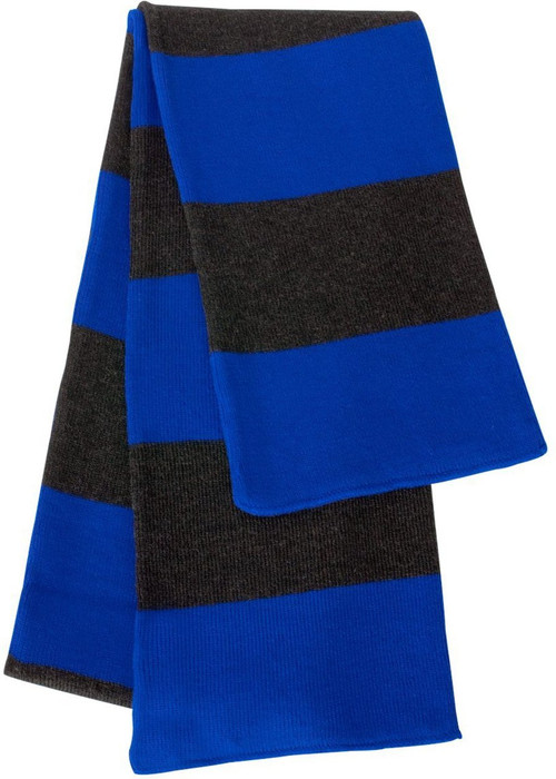 Sportsman - Rugby Striped Knit Scarf, Royal Charcoal