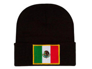 Mexico Flag Black Cuffed Beanie