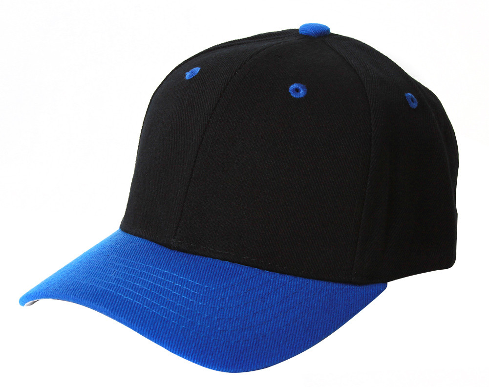 black and royal blue fitted hat