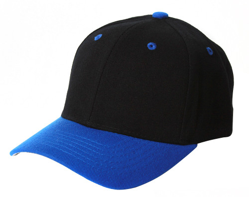 Plain Blank Baseball Hats Adjustable Hook and Loop Closure, Black Royal Blue