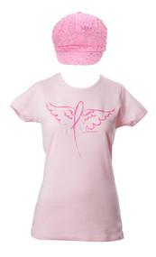 Breast Cancer Awareness Kit - Winged Ribbon T-Shirt +  Newsboy