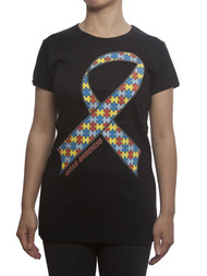 Womens Autism Awareness Ribbon Short-Sleeve T-Shirt