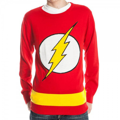 Flash Logo DC Comics Adult Knit Pullover Sweater