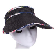 Womens Foldable Floral Wide Brim Visor Sun Hat