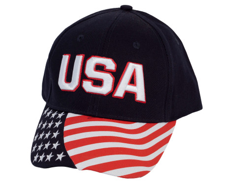 Men's Cotton Twill USA American Flag Cap Patriotic Hat