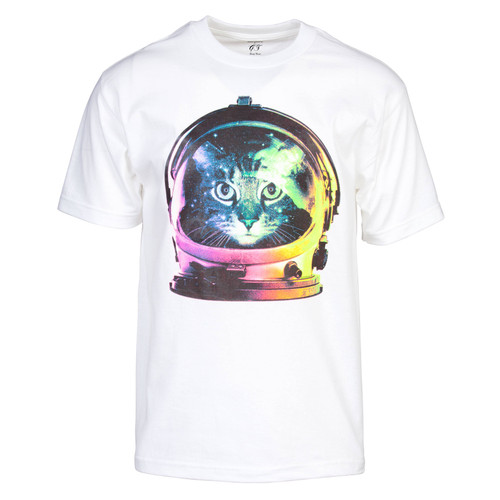 Men's Rainbow Space Kitten Astronaut Short-Sleeve T-Shirt