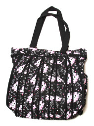 Clover Tote Zipper Style Hand Bag - White Cute Skulls and Outer Space Stars