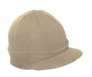 Khaki Cuff Beanie Visor  Cap