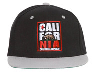 California Republic Two Toned Adjustable Snapback Hat, Black Gray