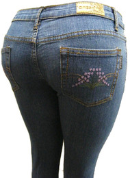 Women's Omega Skinny Stretch Jeans- Hippie Flower 15