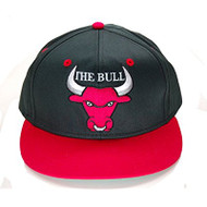 Vintage "The Bull" Adjustable Snap Back Hat Cap - Black / Red Bill