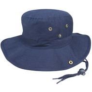 BRUSHED TWILL AUSSIE HAT WITH SIDE SNAPS AND CHIN CORD