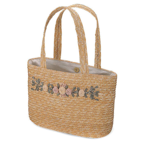 LADIES' SEWN BRAID WHEAT STRAW BAG