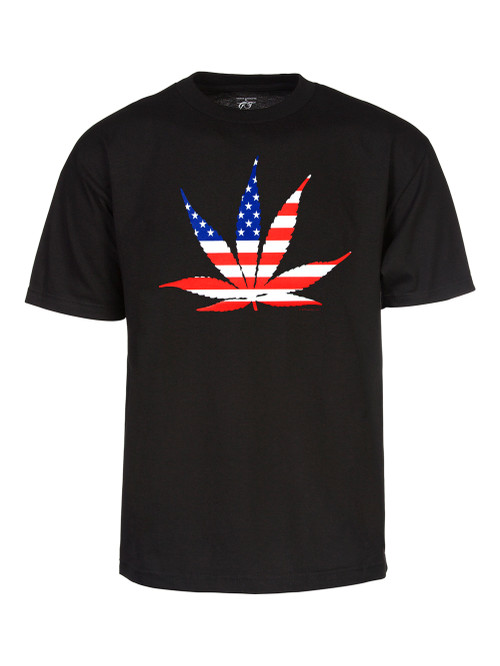 Men's USA Stars and Stripes Marijuana Leaf Short-Sleeve T-Shirt