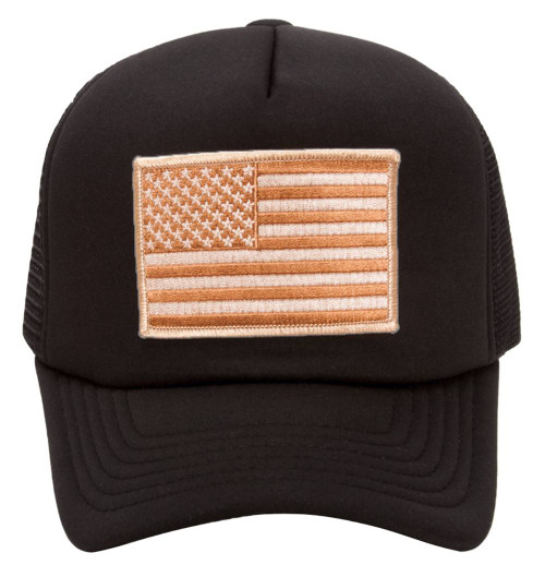 Military Patch Adjustable Trucker Hats - Desert American Flag