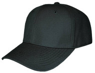 Plain Fitted Curve Bill  Baseball Hat, Black  7 1/2