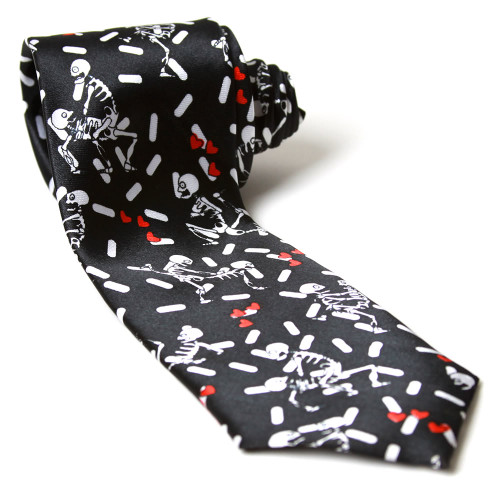Trendy Skinny Tie - Sexy Skeletons Doing Sexy Things