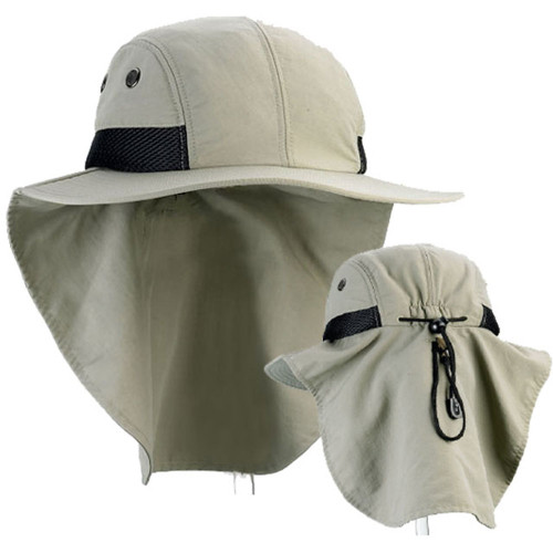 4 Panel Hiking Hat with Flap Wide Brim