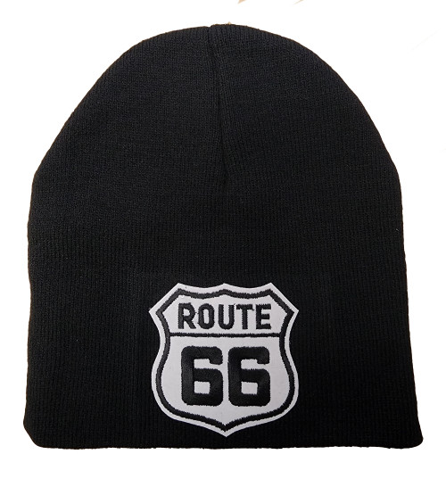 Route US 66 3D Patch Embroidery Beanie, Black