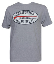 Mens Short-Sleeve Surfboard Men's California Republic Grey T-Shirt