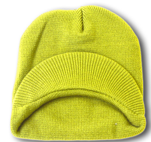TopHeadwear Cuffless  Visor Winter Beanie - Neon Yellow