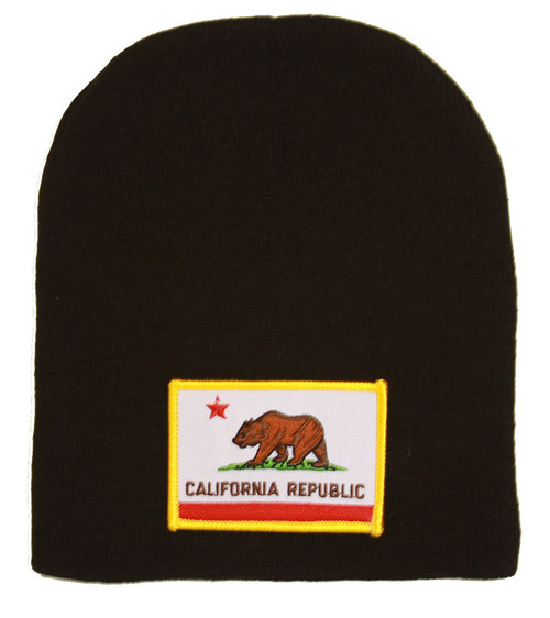 California Republic 3D Patch Embroidery Black Beanie