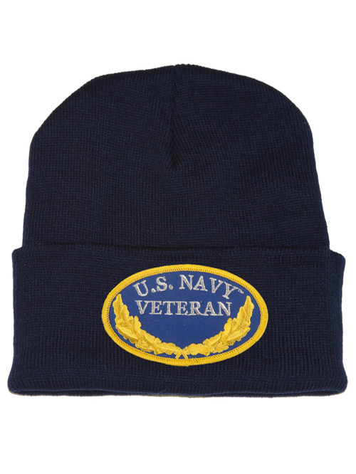 Delux Military 3D Patch Embroidery Navy Cuff Beanie U.S. Navy Veteran