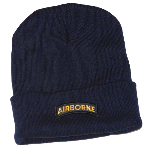 Delux Military 3D Patch Embroidery Navy Cuff Beanie Airborne