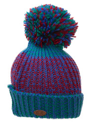 Thick Knitted Multi-Color Beanie w/ Pom
