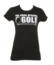 Womens Eat, Sleep, Breathe, Golf Short-Sleeve Black T-Shirt