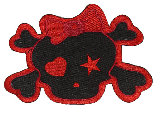 Red Skull with Bow Patch (3 x 2 Inches)