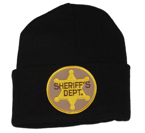 3D Patch Embroidery Law Enforcement Black Cuff Beanie, Sheriff's Dept.
