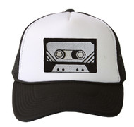 Trucker Mesh Vent Snapback Hat, Black Cassette 3D Patch Embroidery