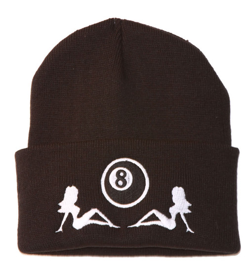 Figure Eight 8 Winter Knit Beanie Cuff Cap , Black