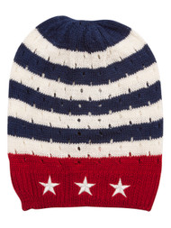 USA Stars and Stripes Cuffless Knit Beanie
