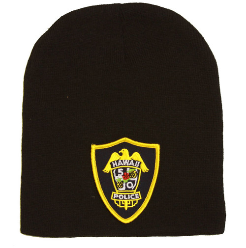 Delux Military 3D Patch Embroidery Black Beanie, Hawaii 5 o Police