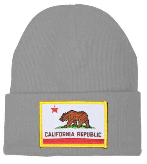 California Republic Knit Beanie, Charcoal California Flag