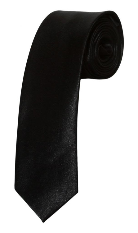 Solid Skinny 1 1/2 Inch Black Necktie Tie