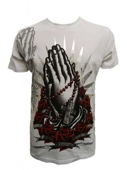 Konflic Men's Prayer Hands Graphic Fashion MMA T Shirt