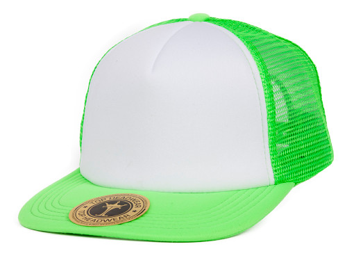 TopHeadwear Adjustable Trucker Caps - Neon Green/White