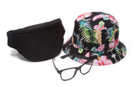 Men's Festival Accessory Kit w/ Floral Bucket, Fanny Pack and Buddys