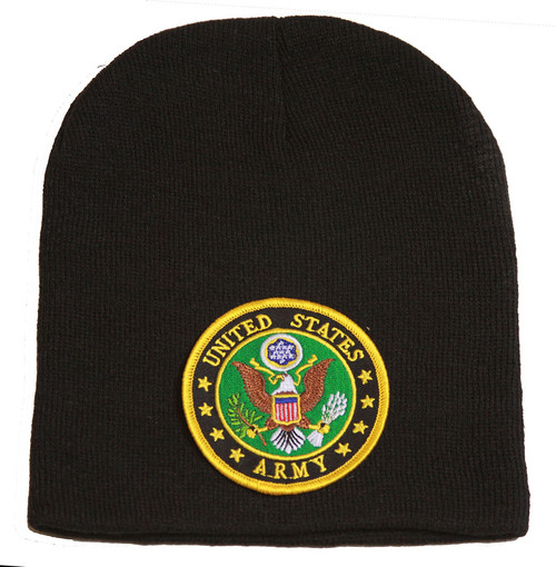 Delux Military 3D Patch Embroidery Law Black Beanie United States Army