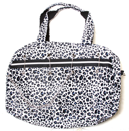 Clover Pinned Gothic Chain Style Hand Bag  Black and White Cheetah Animal Print