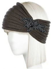 Womens Knitted Headband w/ Floral Piece