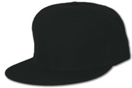 Plain Fitted Flat Bill Hat,  Black  7 1/2