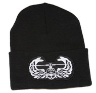 Delux Military 3D Patch Embroidery Black Cuff Beanie Army Para Wings