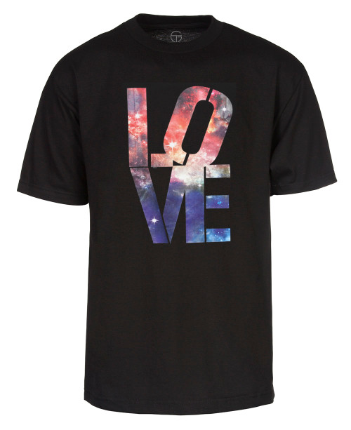 Mens Black Short-Sleeve Galaxy Love T-Shirt