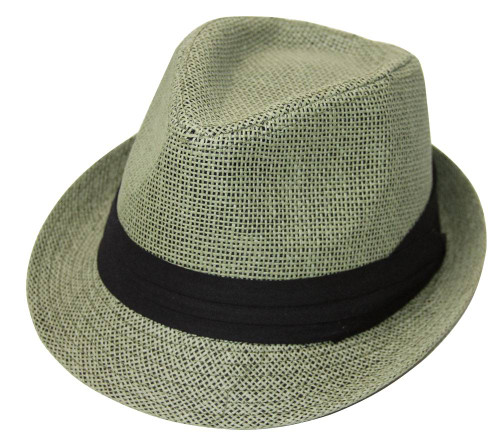 The Hatter Company Straw Tweed Fedora Hat- Green