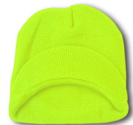 TopHeadwear Cuffless  Visor Winter Beanie - Neon Green